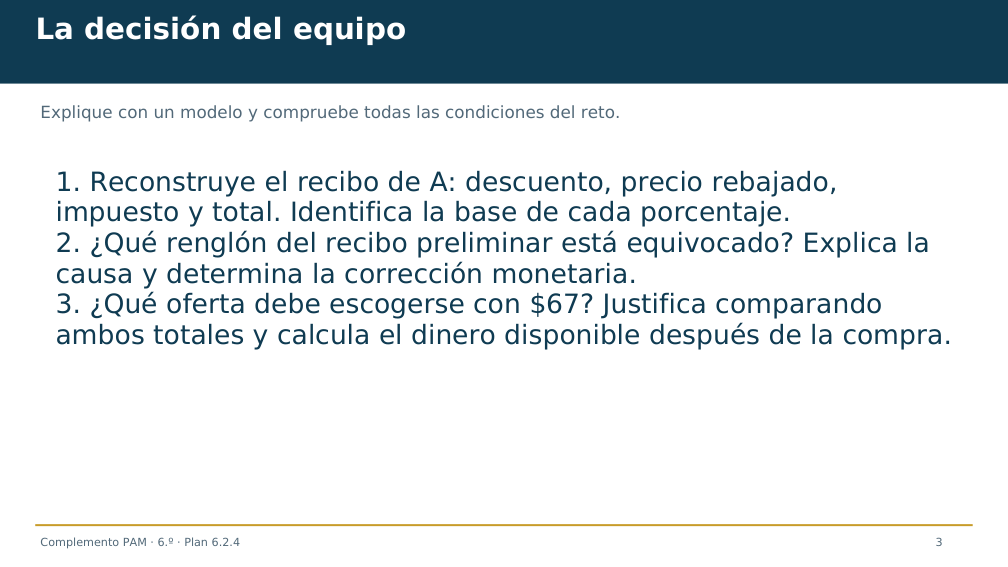 Diapositiva 3 del complemento: Un recibo que necesita revisión