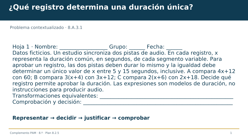 Diapositiva 1 del complemento: ¿Qué registro determina una duración única?